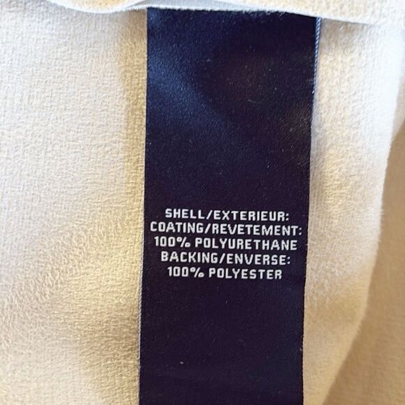 7 For All Mankind Cream Faux Leather Short Sleeve Oversized Shirt Jacket - Picture 6 of 7